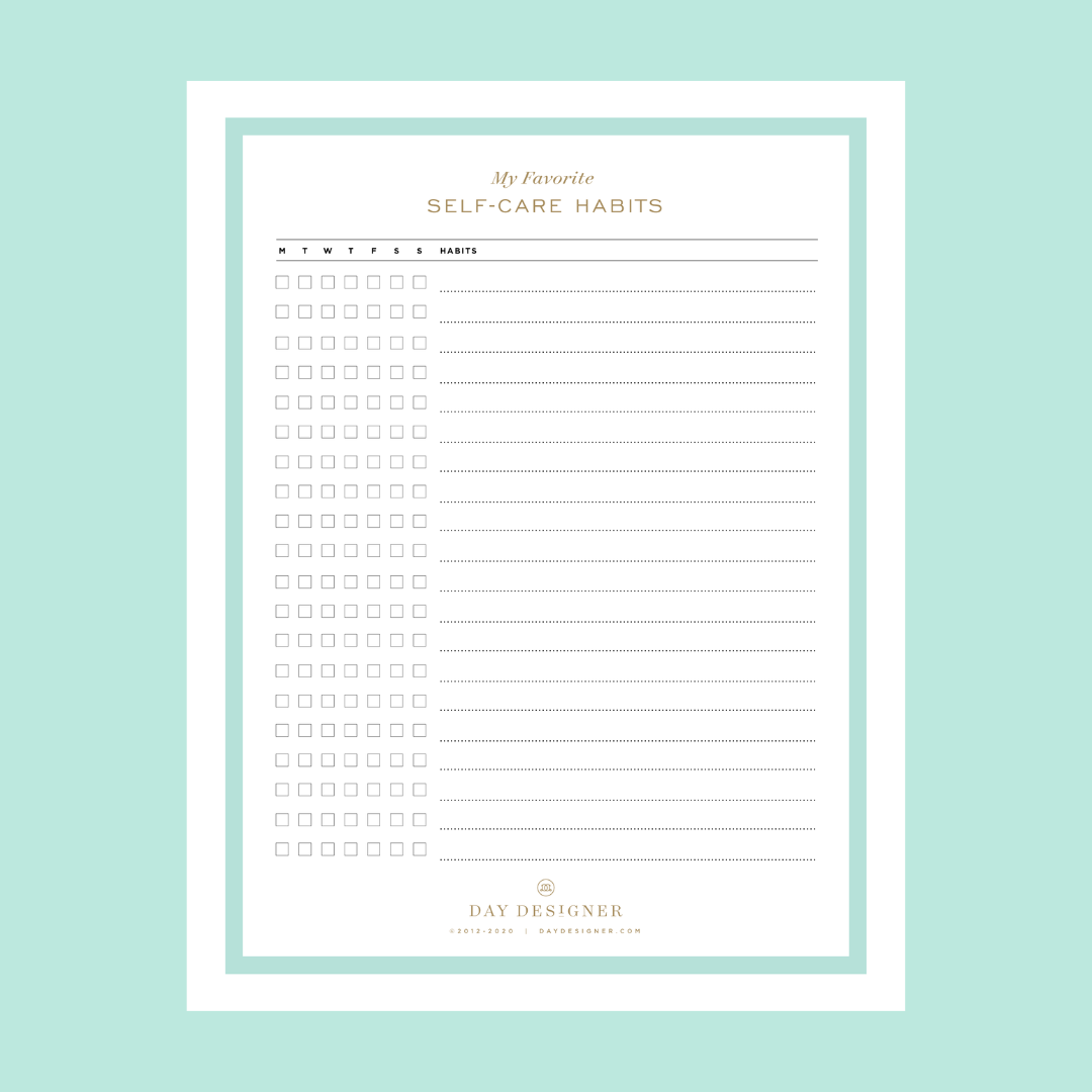 Self-Care Habit Tracker Printable | Day Designer self-care-habit-tracker-printable-day-designer