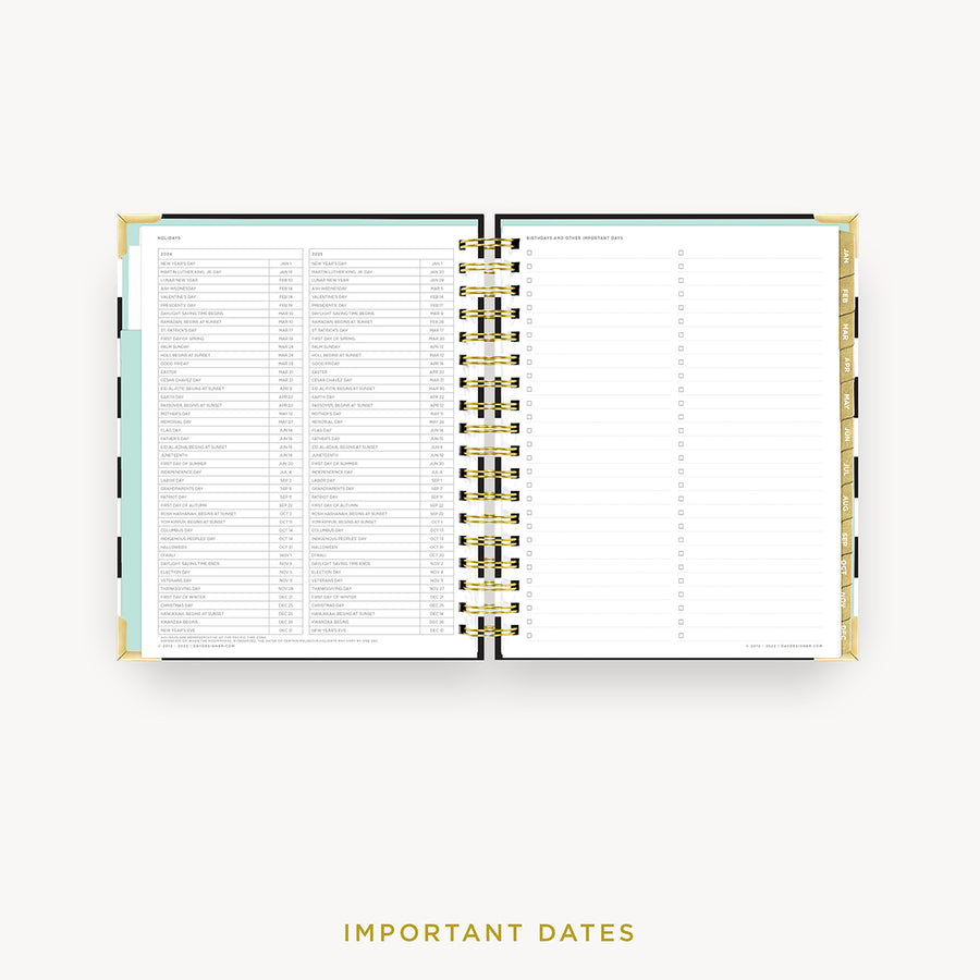 Day Designer 2024 daily planner: Black Stripe cover with holidays