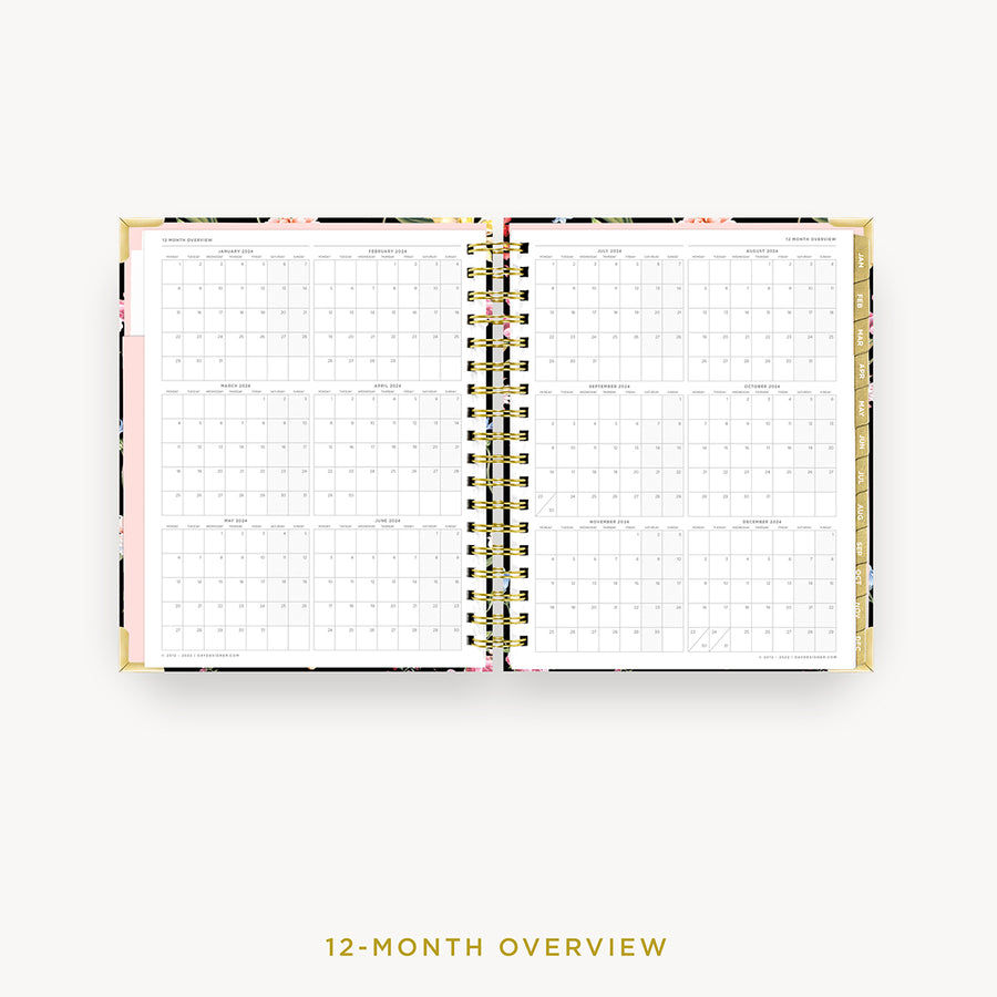 Day Designer 2024 daily planner: Wild Blooms cover with 12 month calendar
