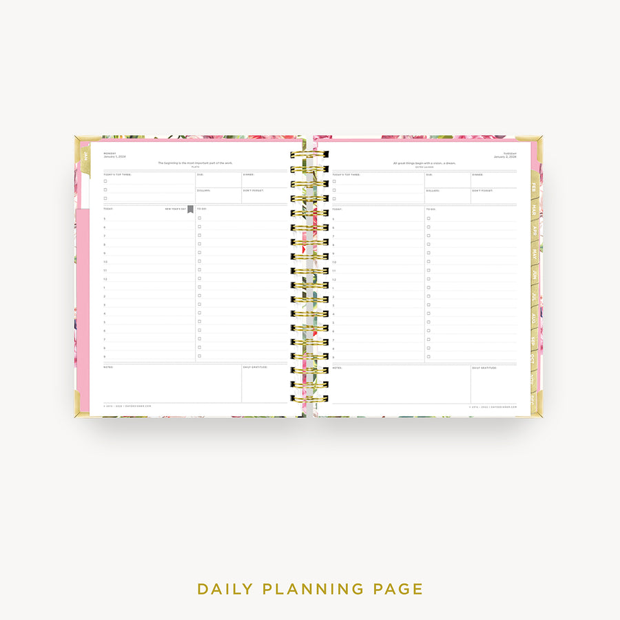 Day Designer 2024 daily planner: London Rose cover with daily planning page