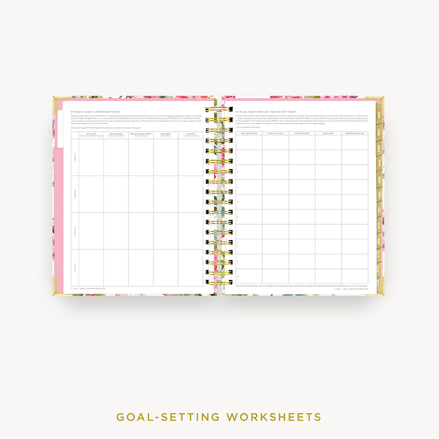 Day Designer 2024 daily planner: London Rose cover with goals worksheet