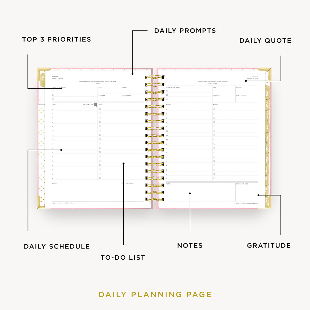 2024 Daily Planner: Charcoal Bookcloth
