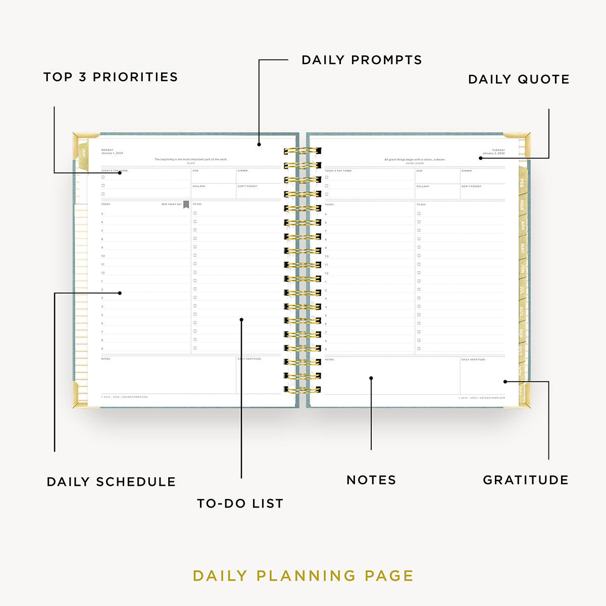2024 Daily Planner: Sage Bookcloth | Day Designer