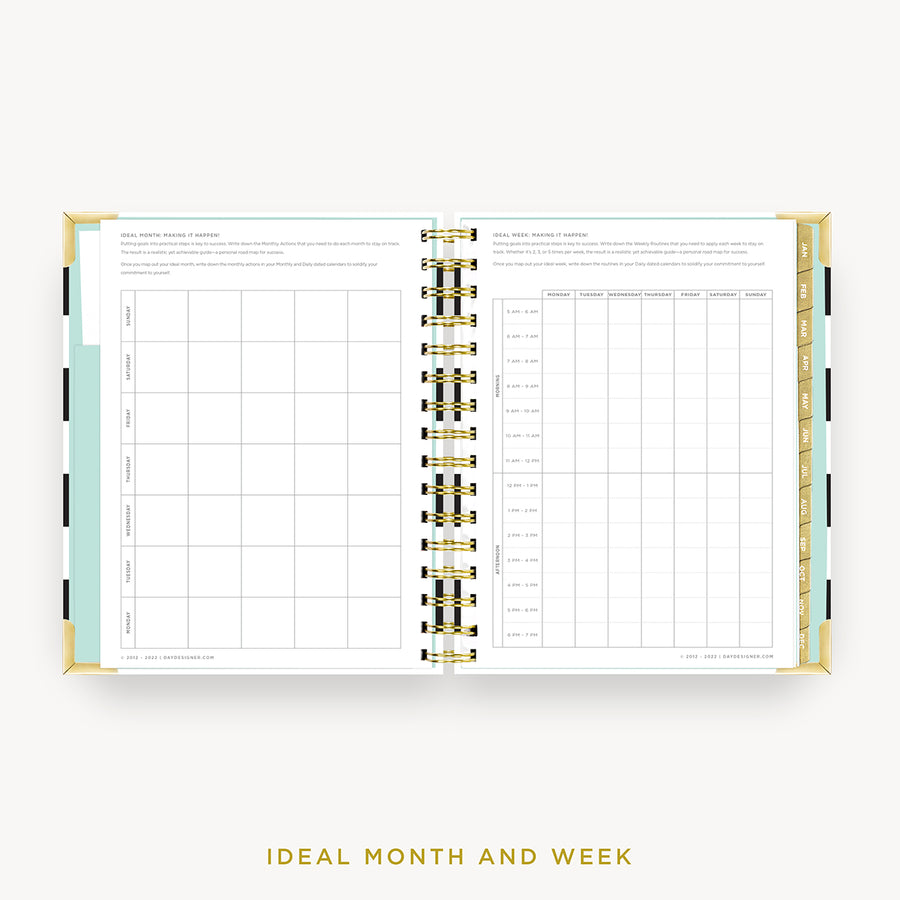 Day Designer 2024 mini daily planner: Black Stripe cover with ideal week worksheet