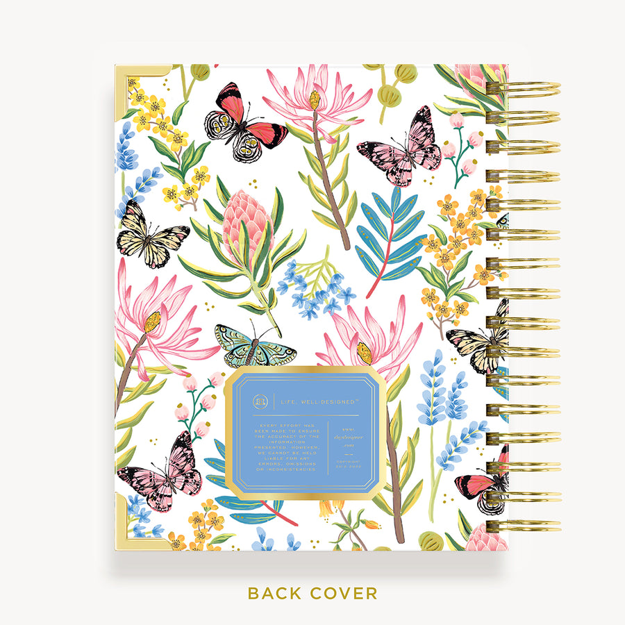 Day Designer 2024 mini daily planner: Flutter cover with back cover with gold detail
