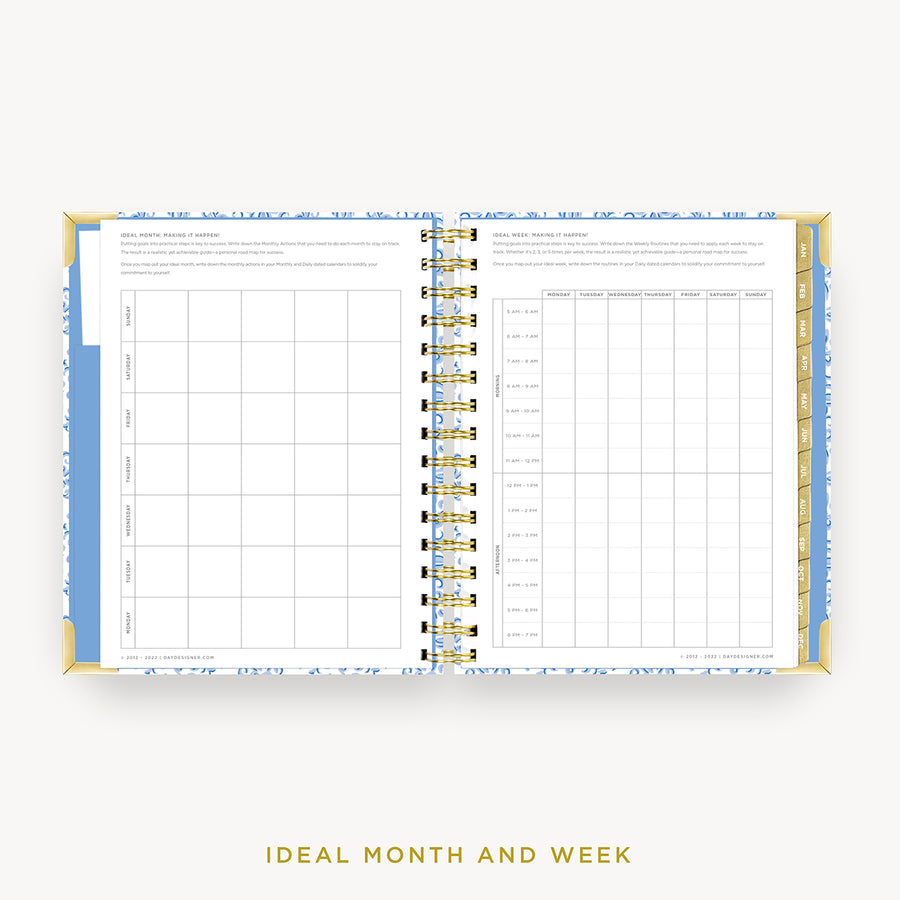 Day Designer 2024 mini daily planner: Serenity Tile cover with ideal week worksheet