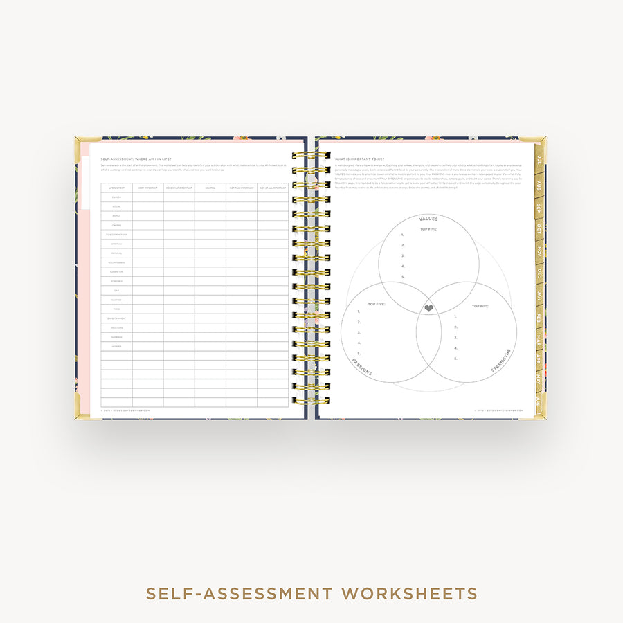 Day Designer 2024-25 daily planner: Fresh Sprigs cover with self assessment worksheet