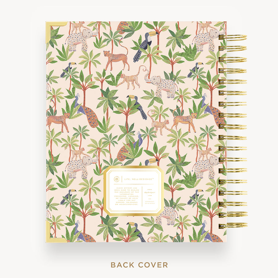 Day Designer 2024-25 daily planner: Menagerie back cover with gold detail