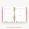 Day Designer 2024-25 mini daily planner: Camellia cover with self assessment worksheet