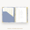 Day Designer 2024-25 mini daily planner: Azure cover with pocket and gold stickers