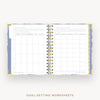 Day Designer 2024-25 mini daily planner: Azure cover with goals worksheet