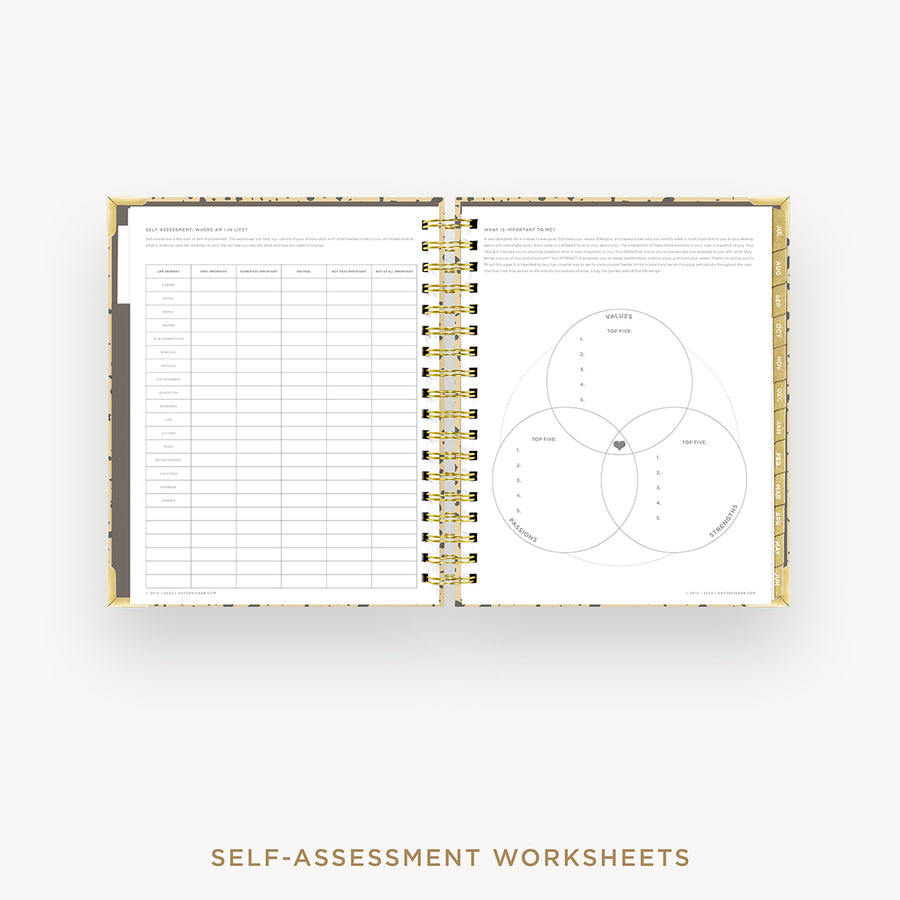 Day Designer 2024-25 daily planner: Savannah cover with self assessment worksheet