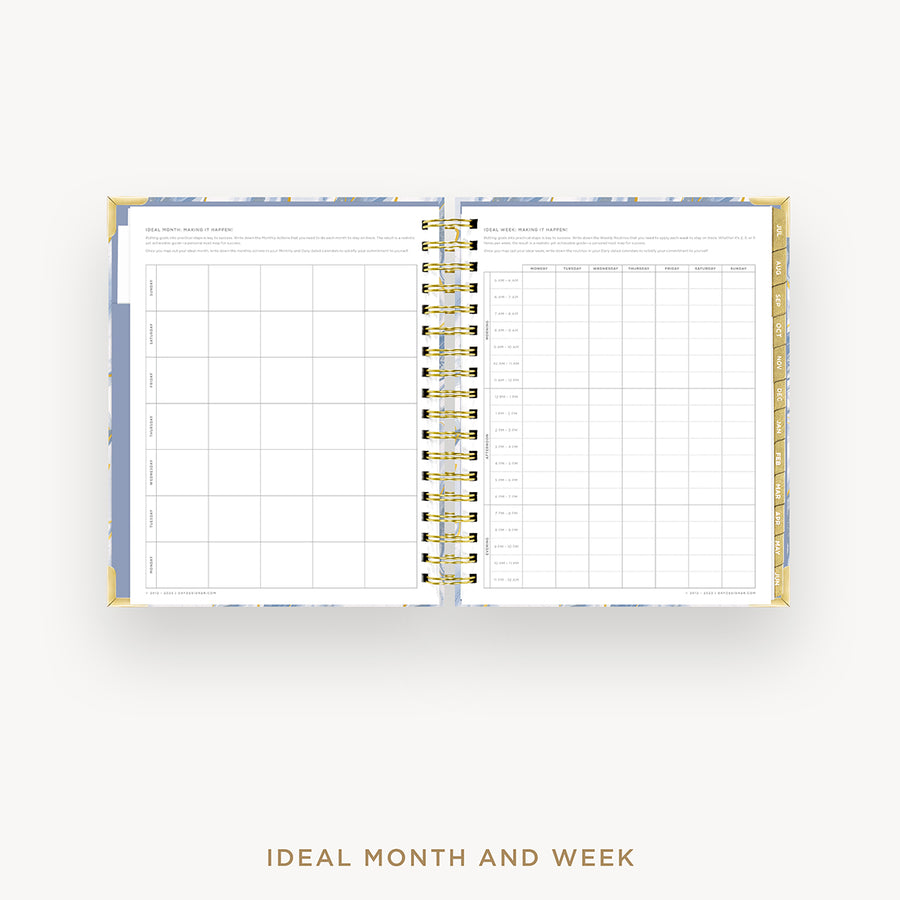 Day Designer 2024-25 daily planner: Azure cover with ideal week worksheet