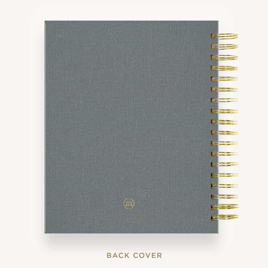 Day Designer 2024-25 daily planner: Charcoal Bookcloth back cover with gold detail