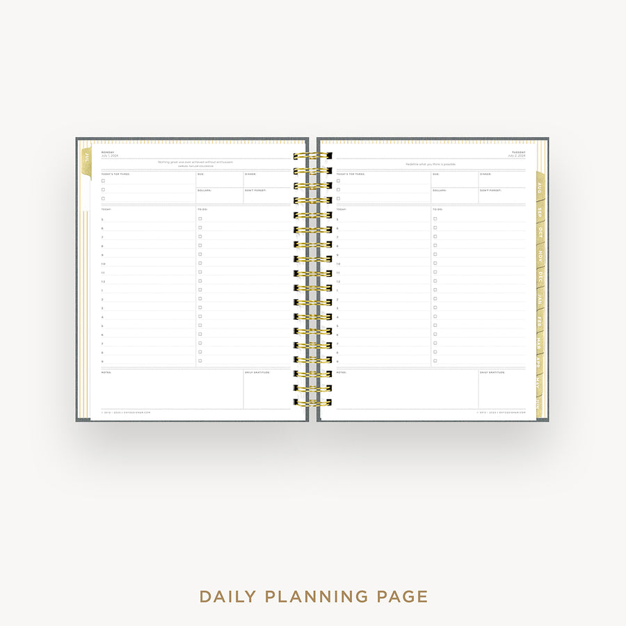 Day Designer 2024-25 daily planner: Charcoal Bookcloth cover with daily planning page