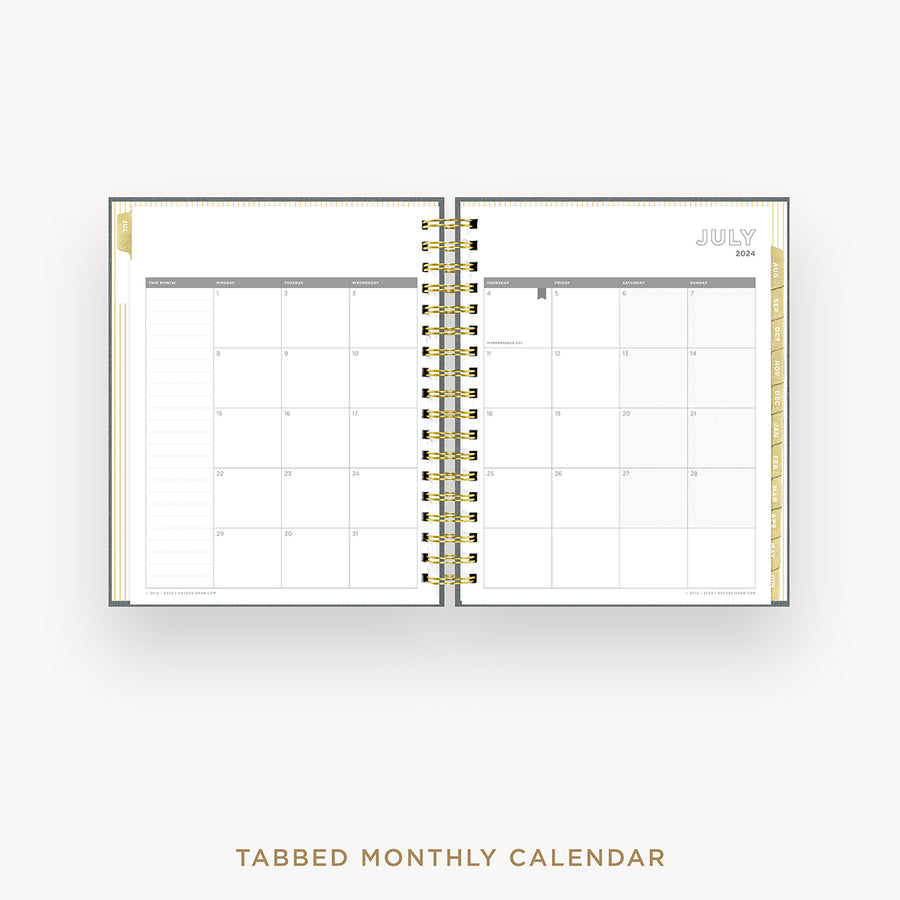Day Designer 2024-25 daily planner: Charcoal Bookcloth cover with monthly calendar