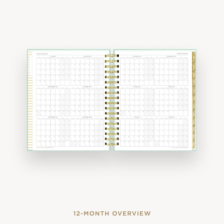 Day Designer 2024-25 daily planner: Sage Bookcloth cover with 12 month calendar