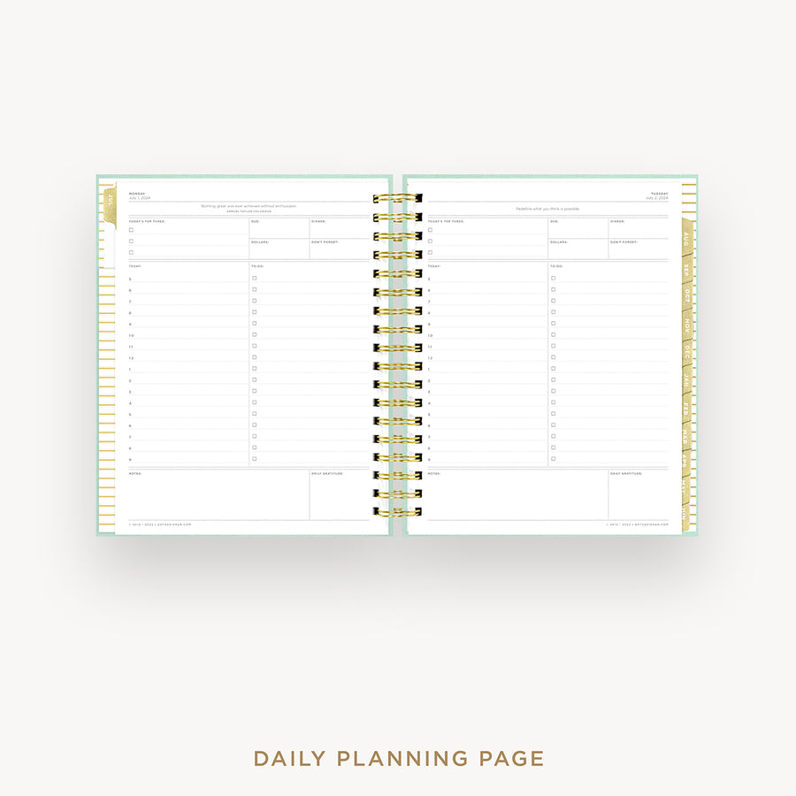 Day Designer 2024-25 daily planner: Sage Bookcloth cover with daily planning page