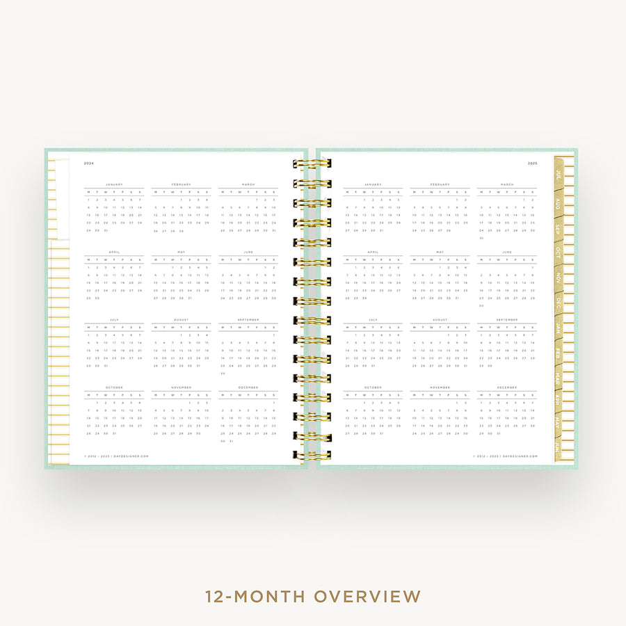 Day Designer 2024-25 mini daily planner: Sage Bookcloth cover with 12 month calendar