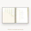 Day Designer 2024-25 mini daily planner: Charcoal Bookcloth cover with pocket and gold stickers