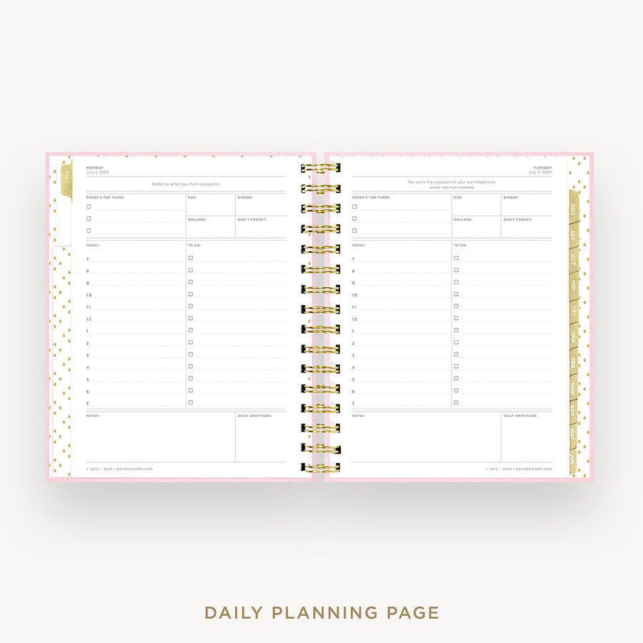 Day Designer 2024-25 mini daily planner: Peony Bookcloth cover with daily planning page