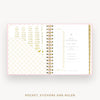 Day Designer 2024-25 mini daily planner: Peony Bookcloth cover with pocket and gold stickers