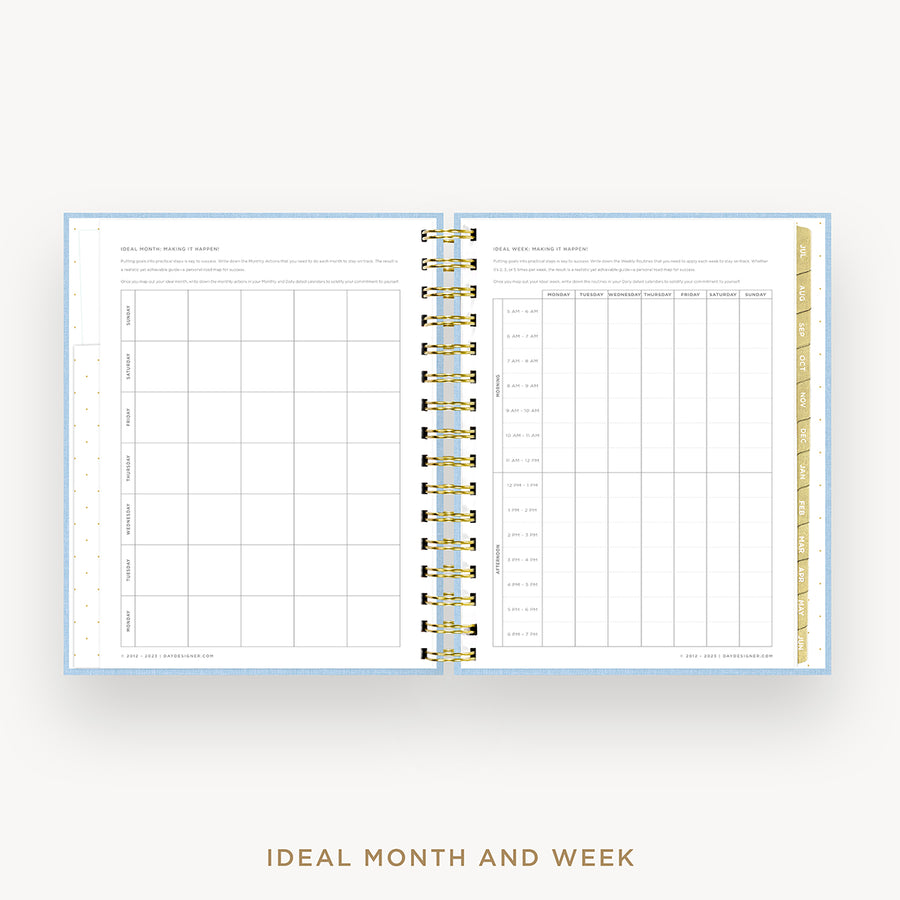 Day Designer 2024-25 mini daily planner: Chambray Bookcloth cover with ideal week worksheet