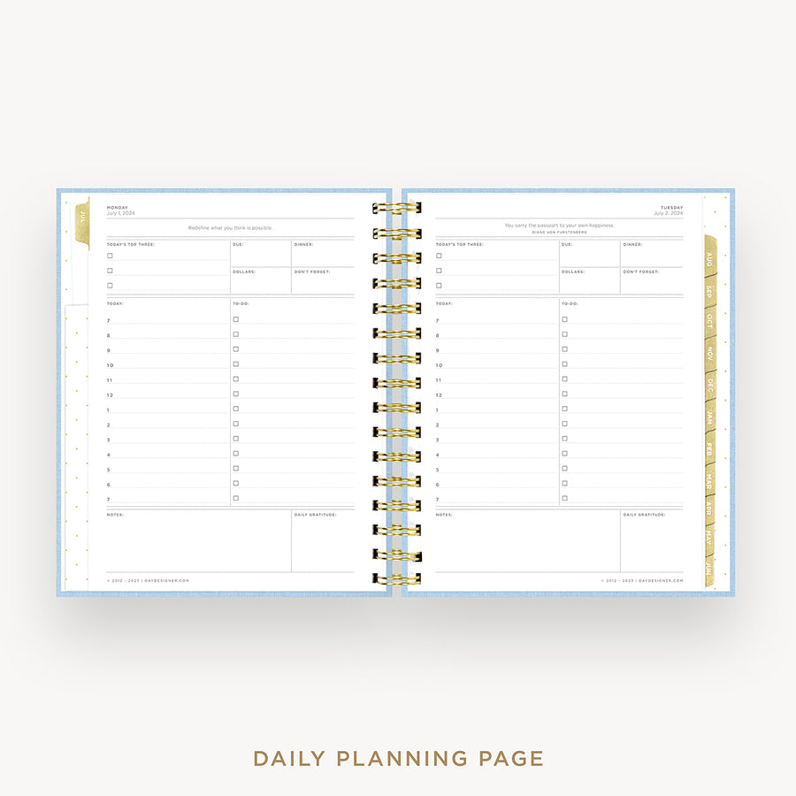 Day Designer 2024-25 mini daily planner: Chambray Bookcloth cover with daily planning page