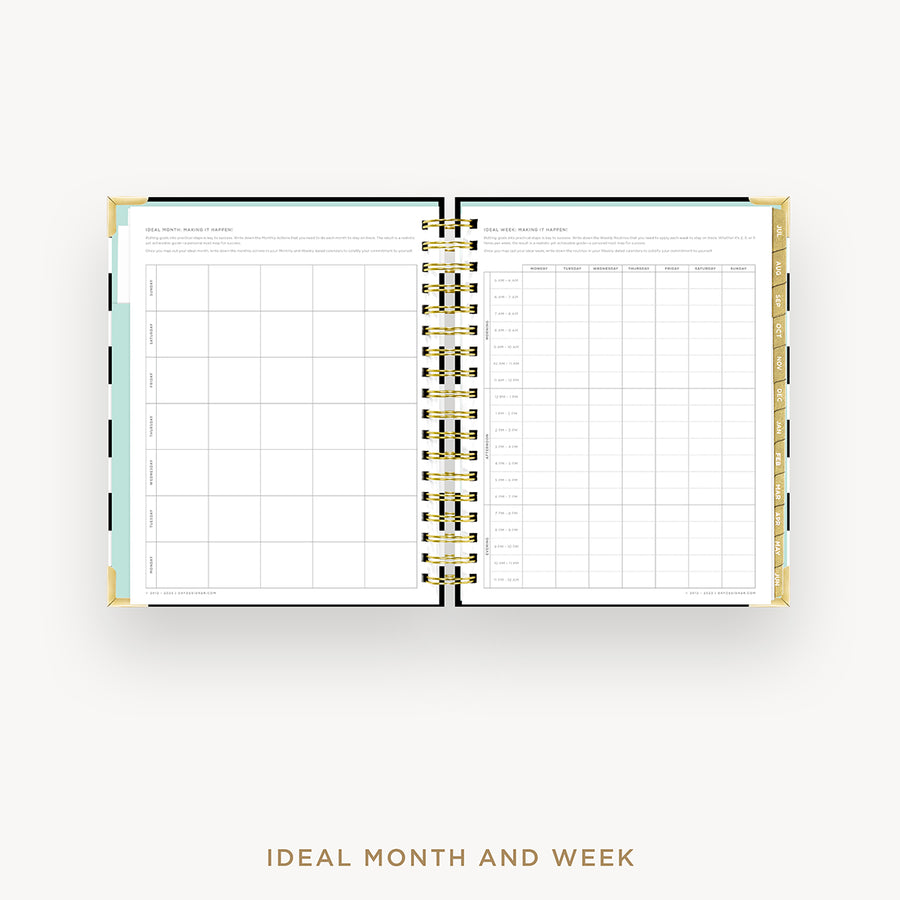 Day Designer 2024-25 weekly planner: Black Stripe cover with ideal week worksheet