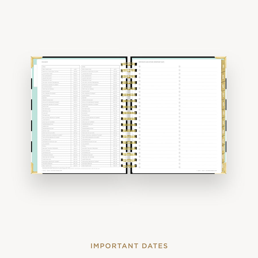 Day Designer 2024-25 weekly planner: Black Stripe cover with holidays page