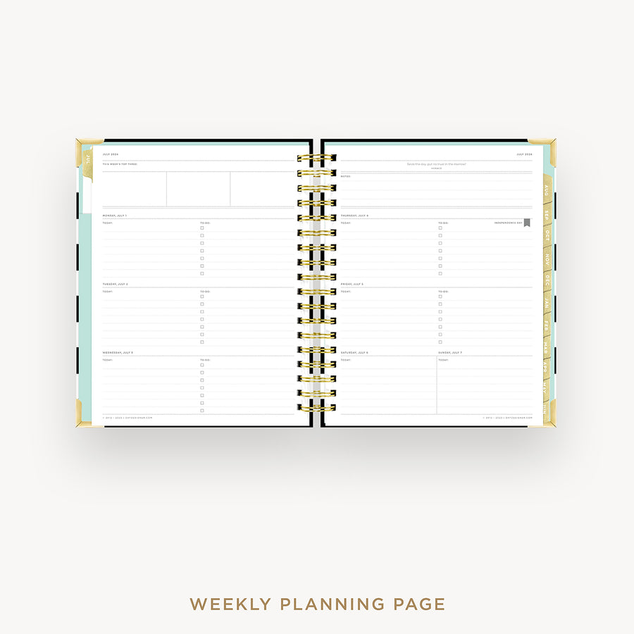 Day Designer 2024-25 weekly planner: Black Stripe cover  with weekly planning pages