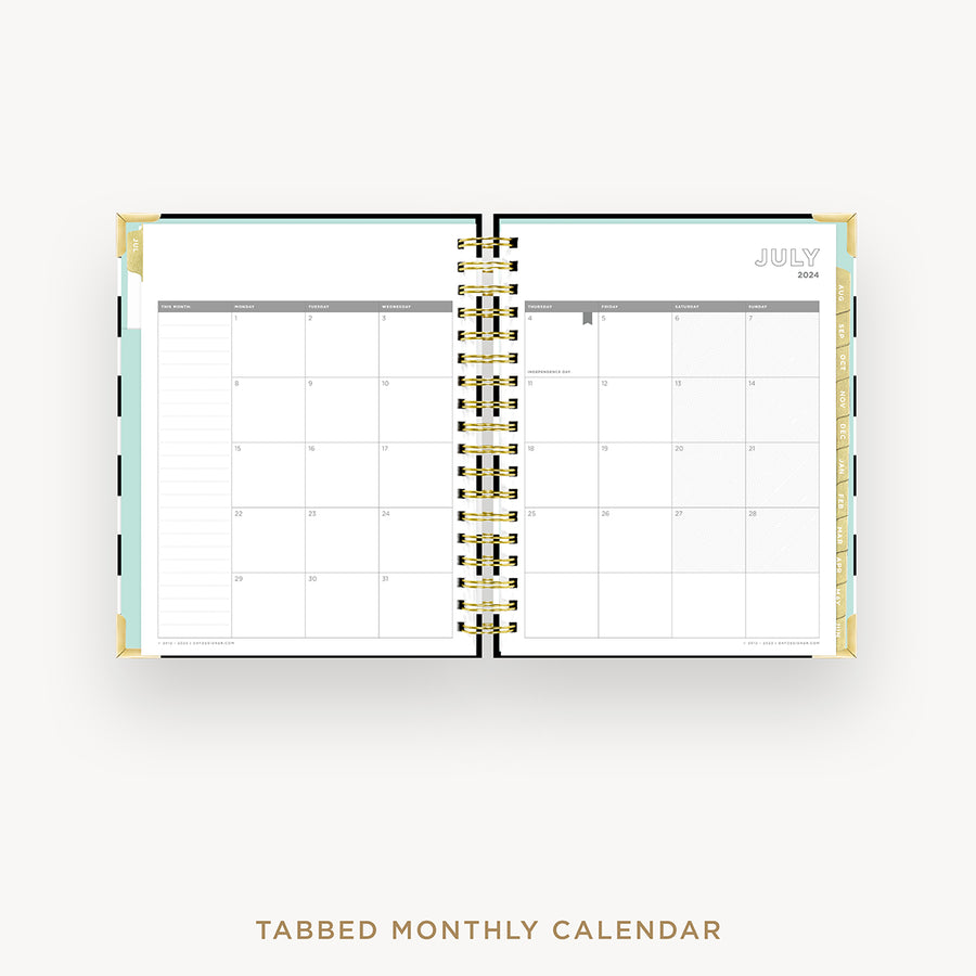Day Designer 2024-25 weekly planner: Black Stripe cover with monthly calendar