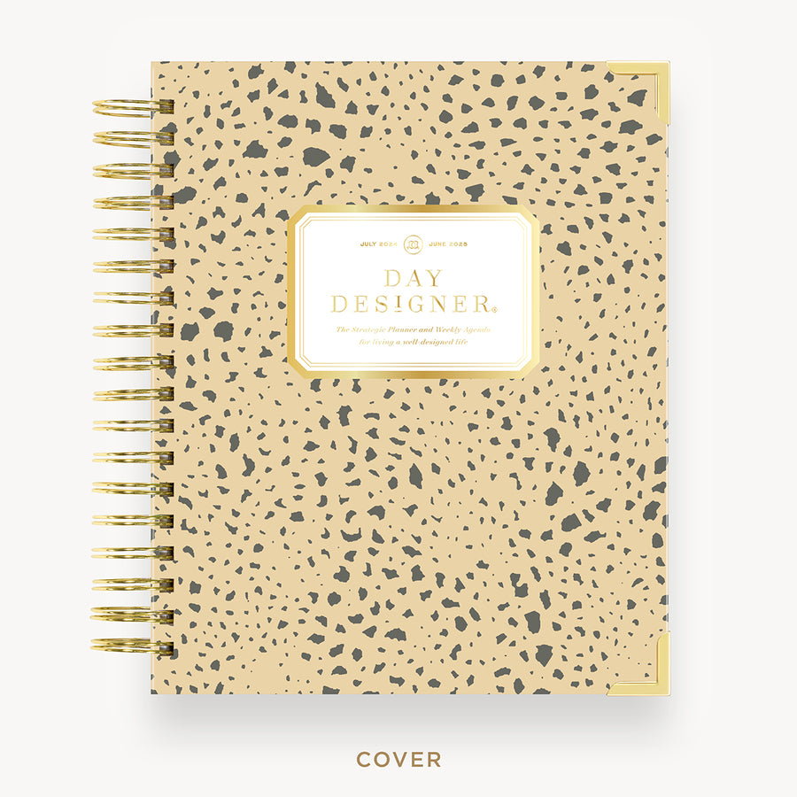 Day Designer 2024-25 weekly planner: Savannah hard cover, gold wire binding