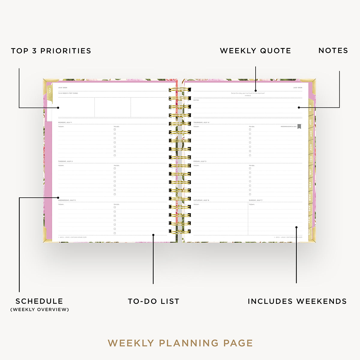 2024-25 Weekly Planner: Camellia