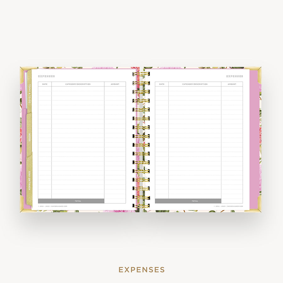 Day Designer 2024-25 mini weekly planner: Camellia cover with expense tracking pages
