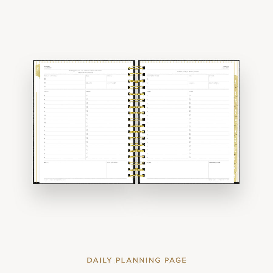 Day Designer 2024-25 daily planner: Black Pebble Texture cover with daily planning page
