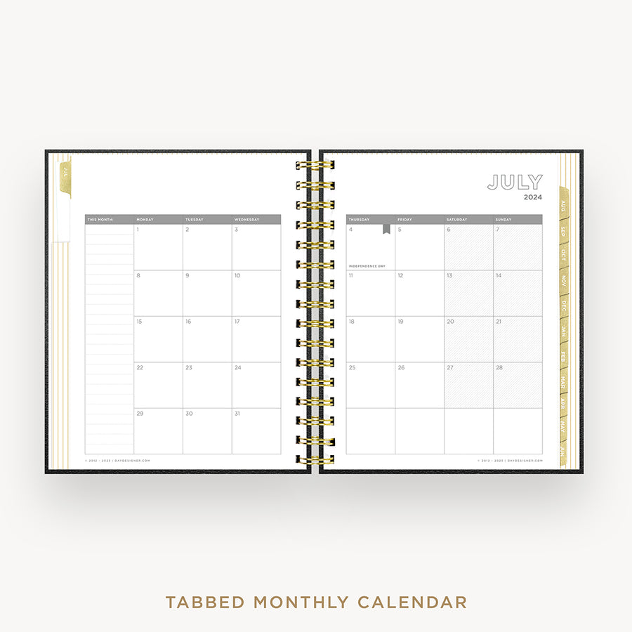 Day Designer 2024-25 mini daily planner: Black Pebble Texture cover with monthly calendar