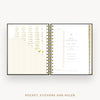 Day Designer 2024-25 mini daily planner: Black Pebble Texture cover with pocket and gold stickers