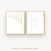 Day Designer 2024-25 daily planner: Caramel Latte Pebble Texture cover with pocket and gold stickers