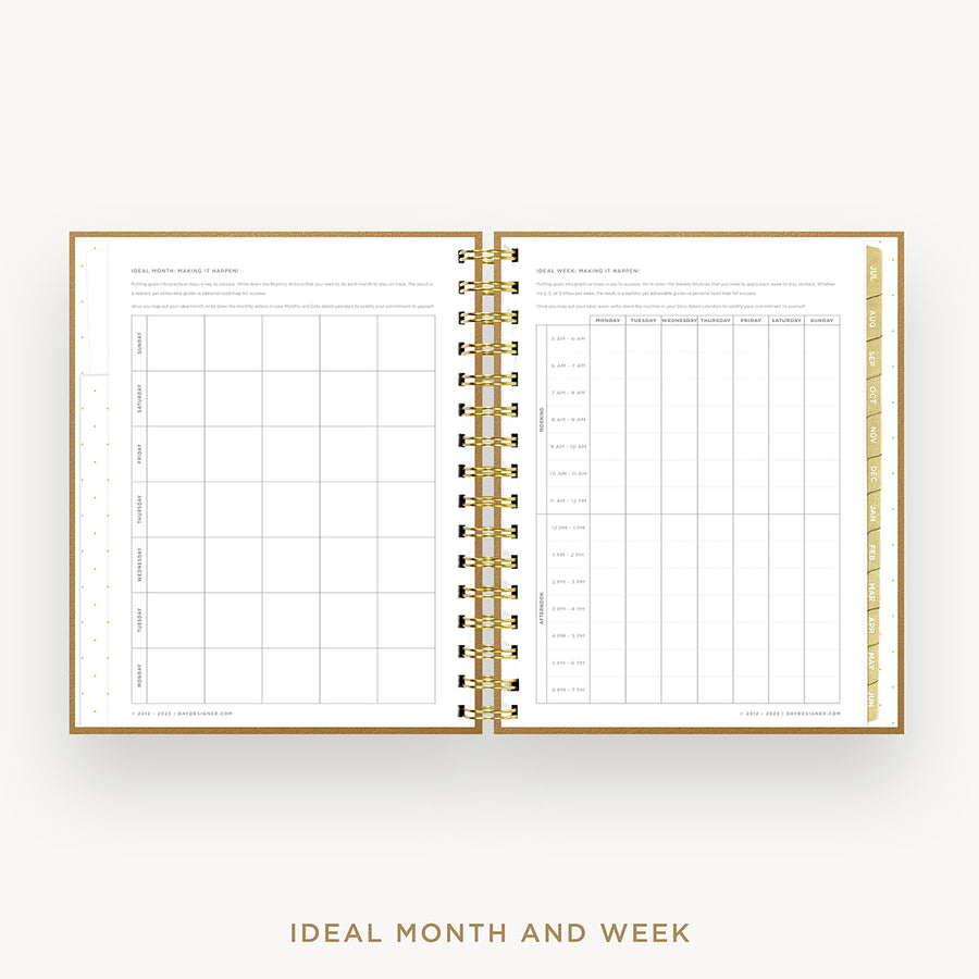 Day Designer 2024-25 mini daily planner: Caramel Latte Pebble Texture cover with ideal week worksheet