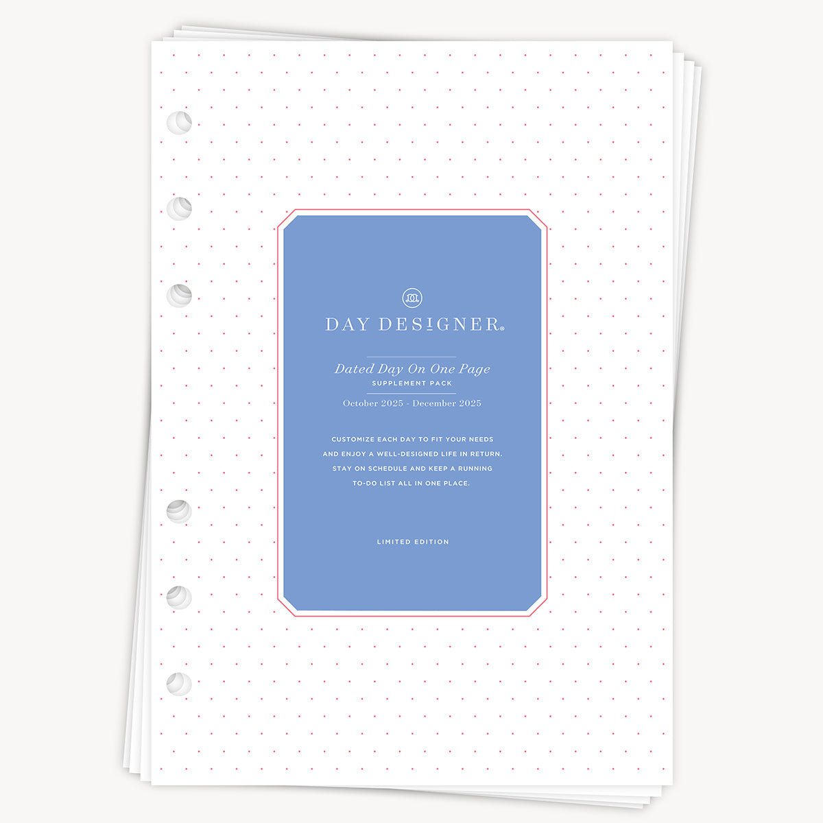 A5 Quarterly Planner Inserts: Dated Day on One Page (Q4 2025: October - December 2025)