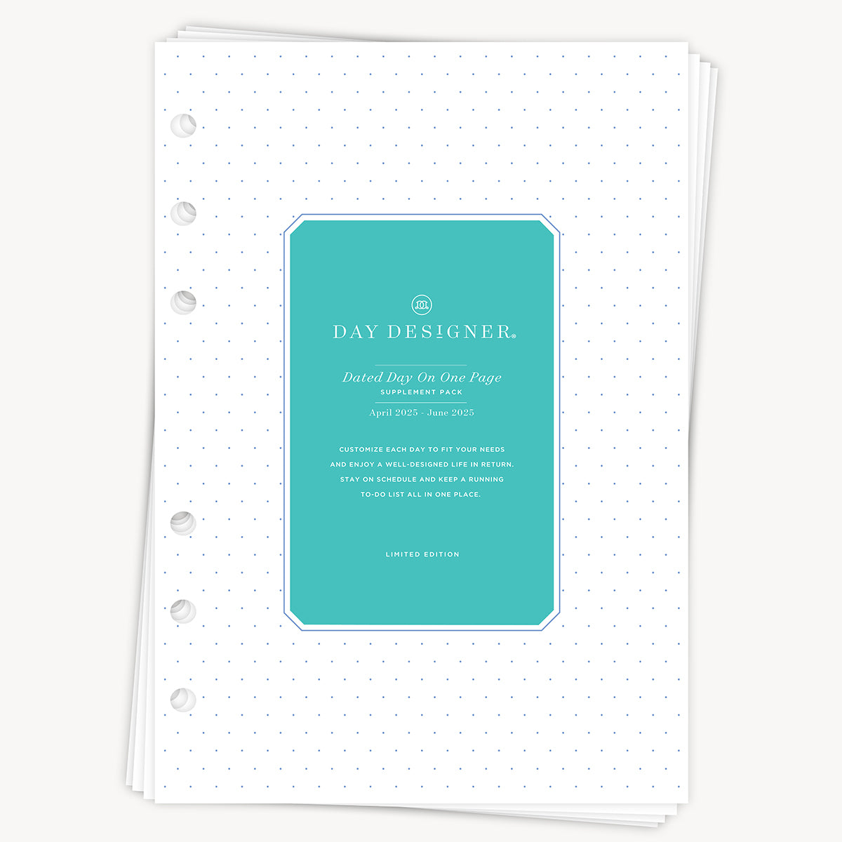 Quarterly A5 Planner Inserts: Dated Day on One Page (Q2 2025: April - June 2025)