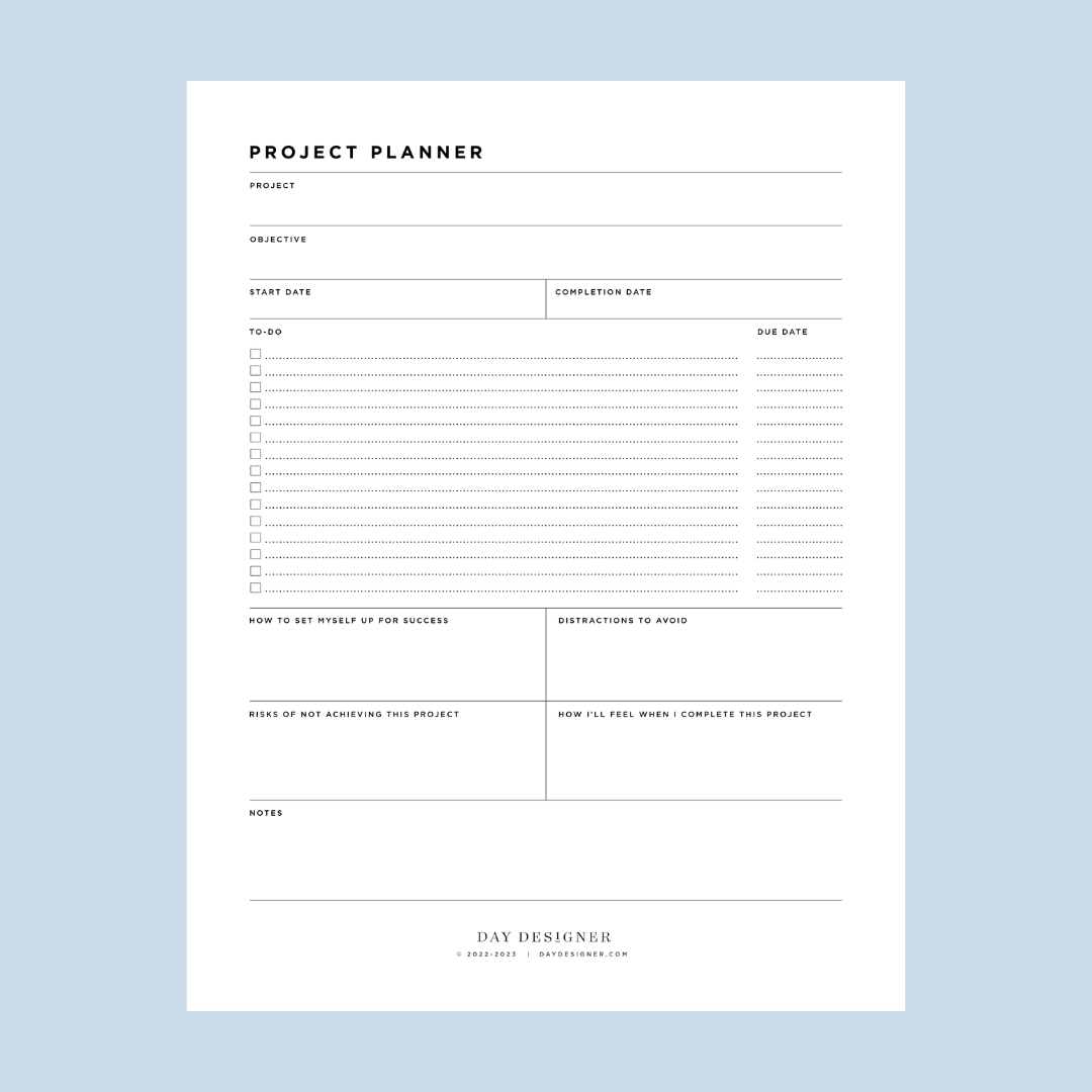 free-project-planner-printable-day-designer for Free Printable Craft Project Planner Free Project Planner Printable – Day Designer for Free Printable Craft Project Planner