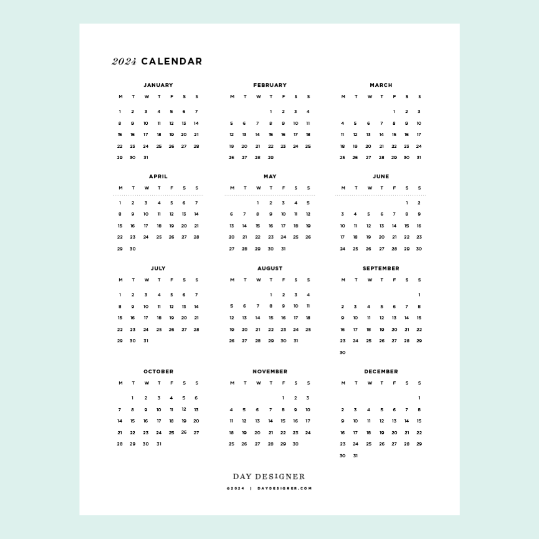 Free 2024 Calendar Printable