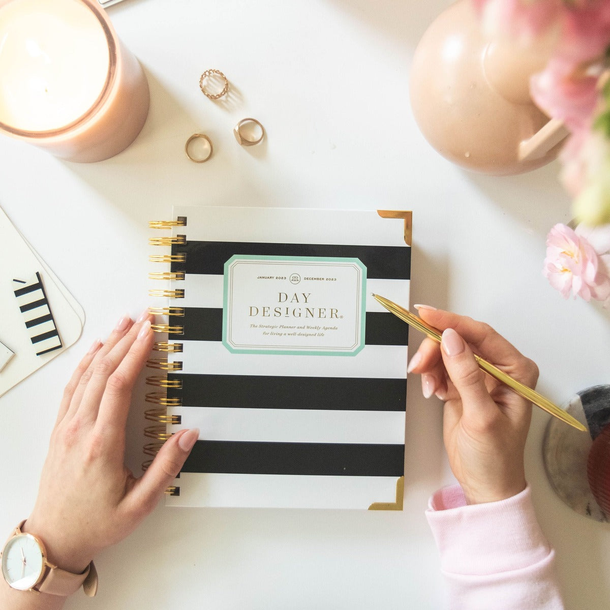 2025-26 Mini Weekly Planner: Black Stripe