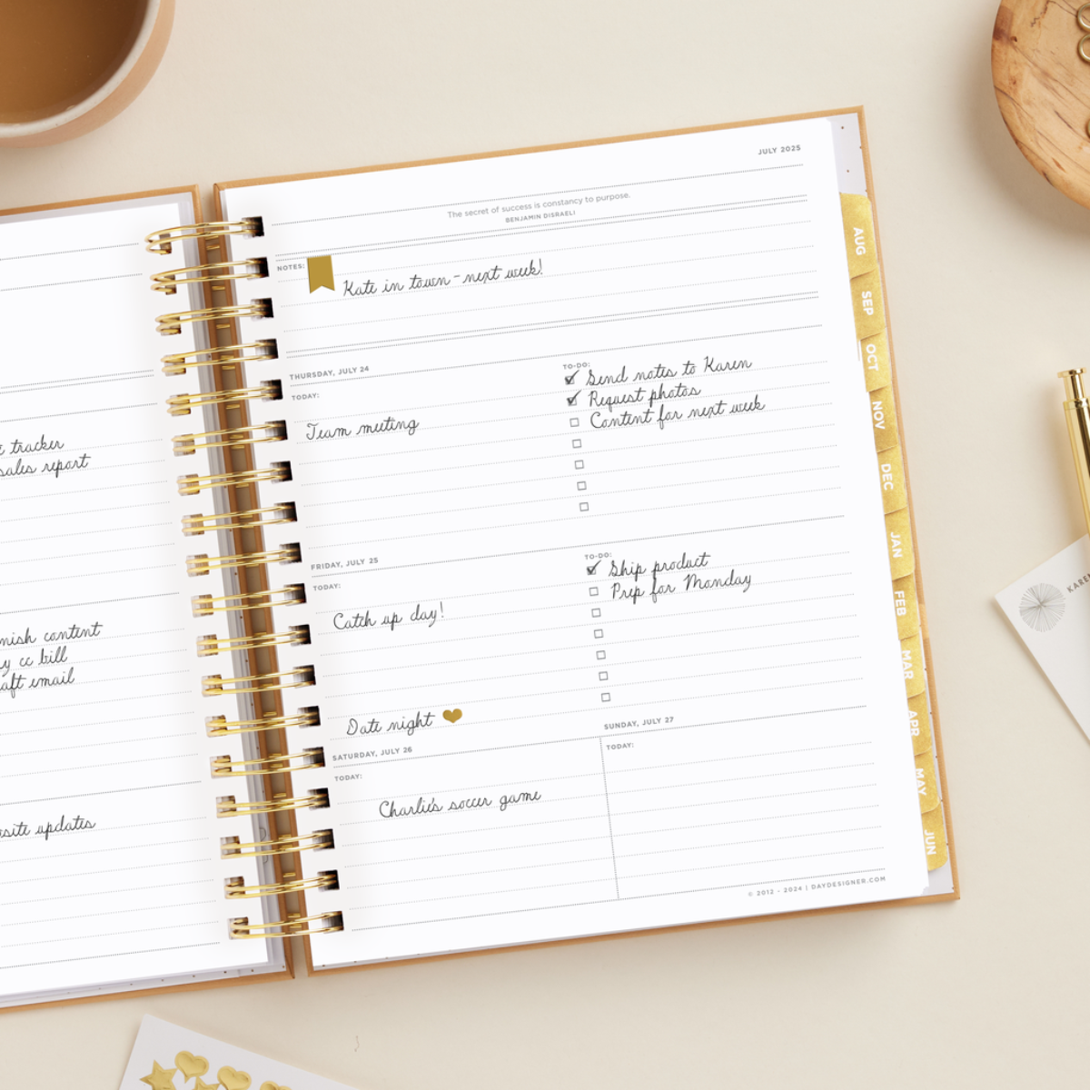 2025-26 Weekly Planner: Caramel Latte Pebble Texture