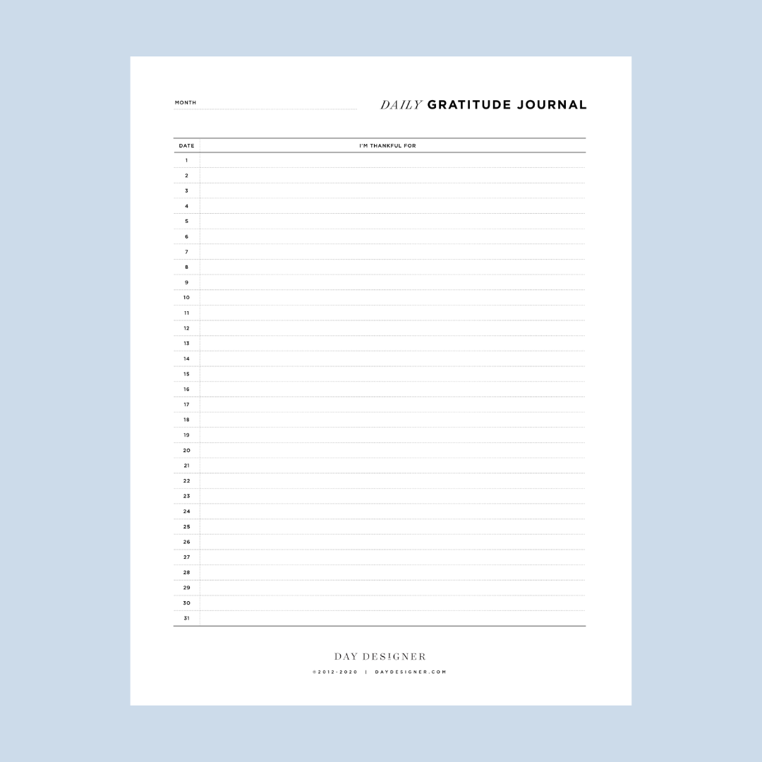 Free Daily Gratitude Journal Printable | Day Designer free-daily-gratitude-journal-printable-day-designer