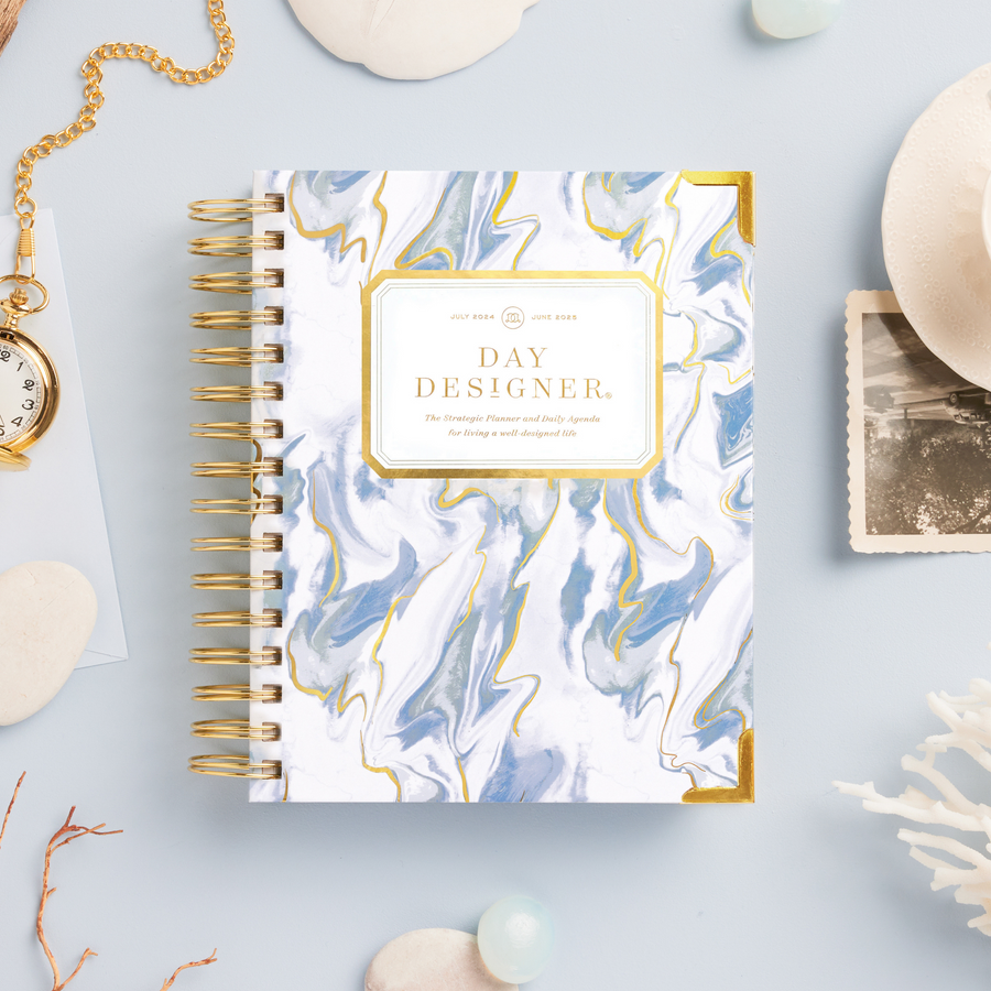 Day Designer 2024-25 mini daily planner: Azure  beautiful cover agenda book