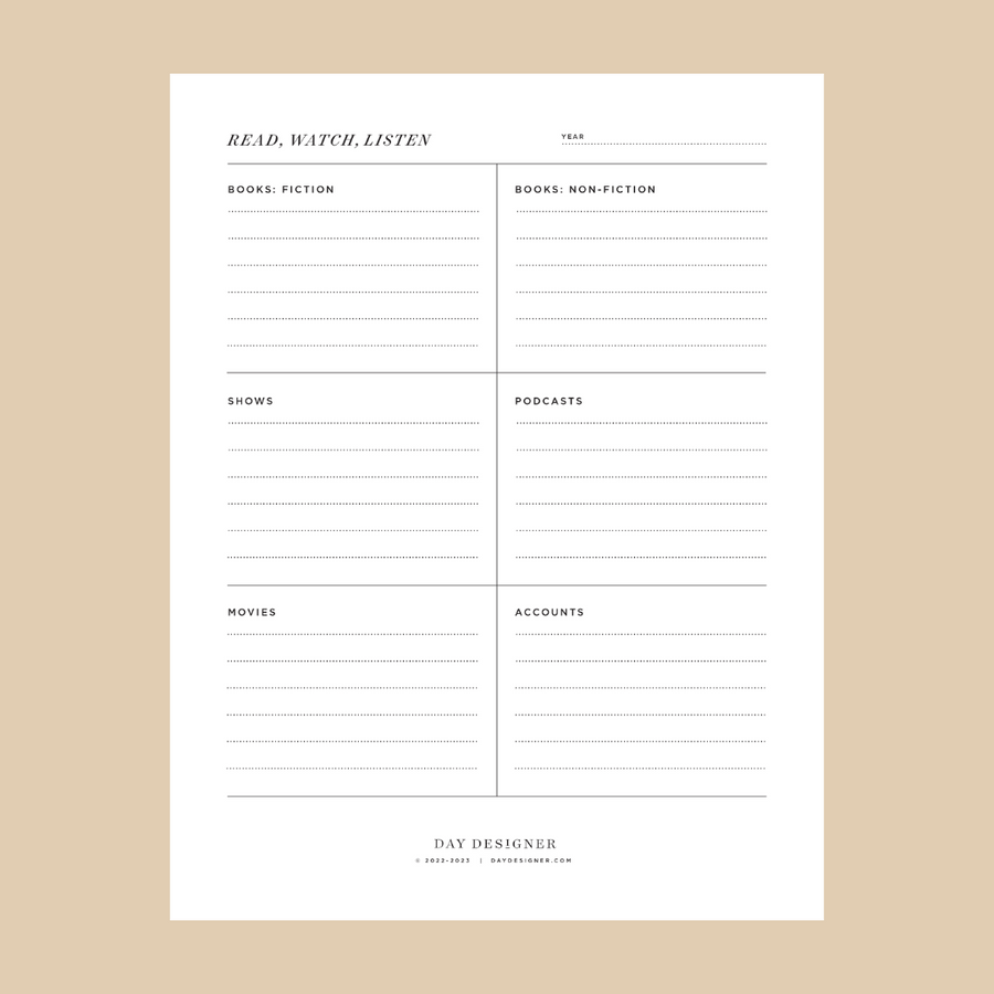 Free Read, Watch, Listen Printable