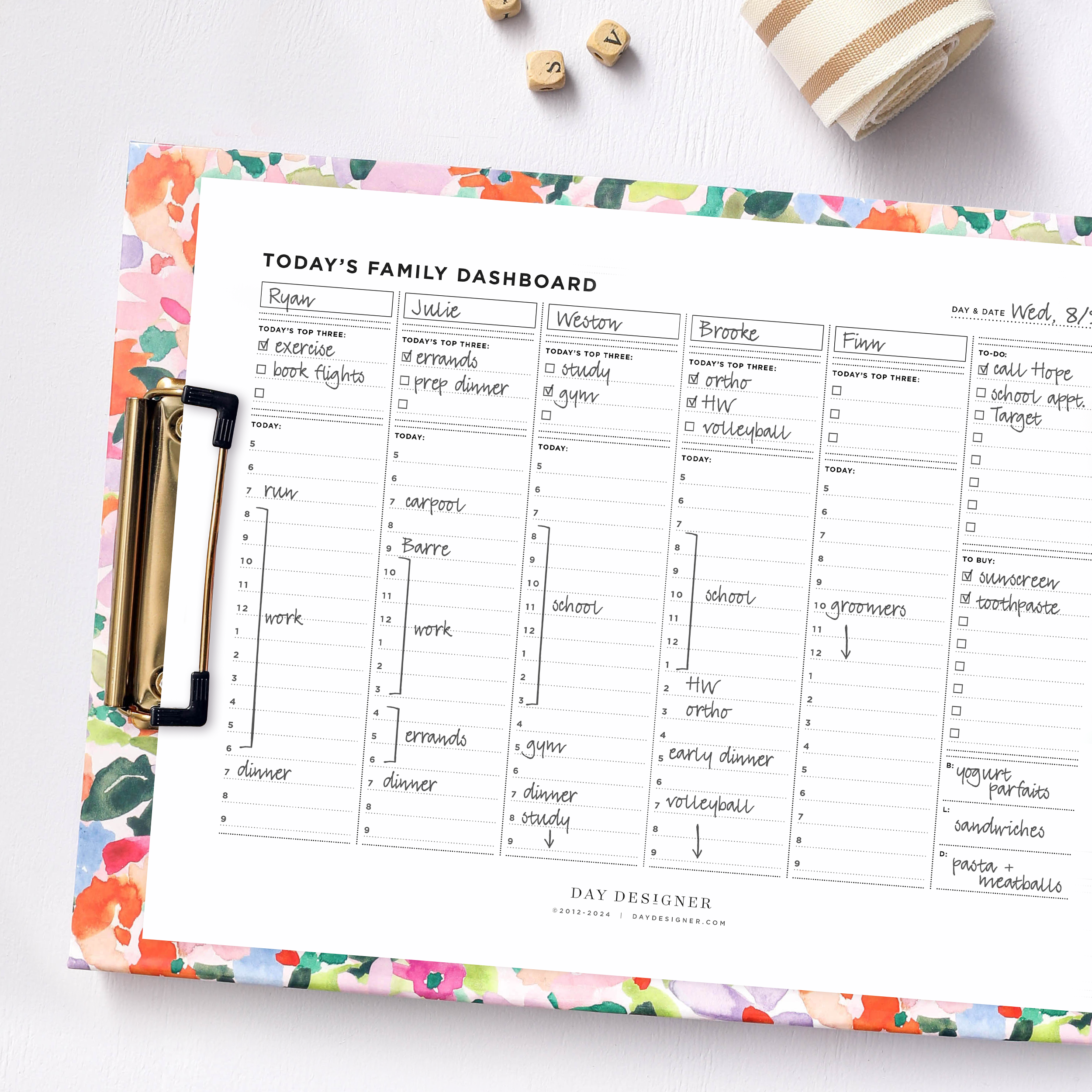 Free Daily Family Dashboard Printable